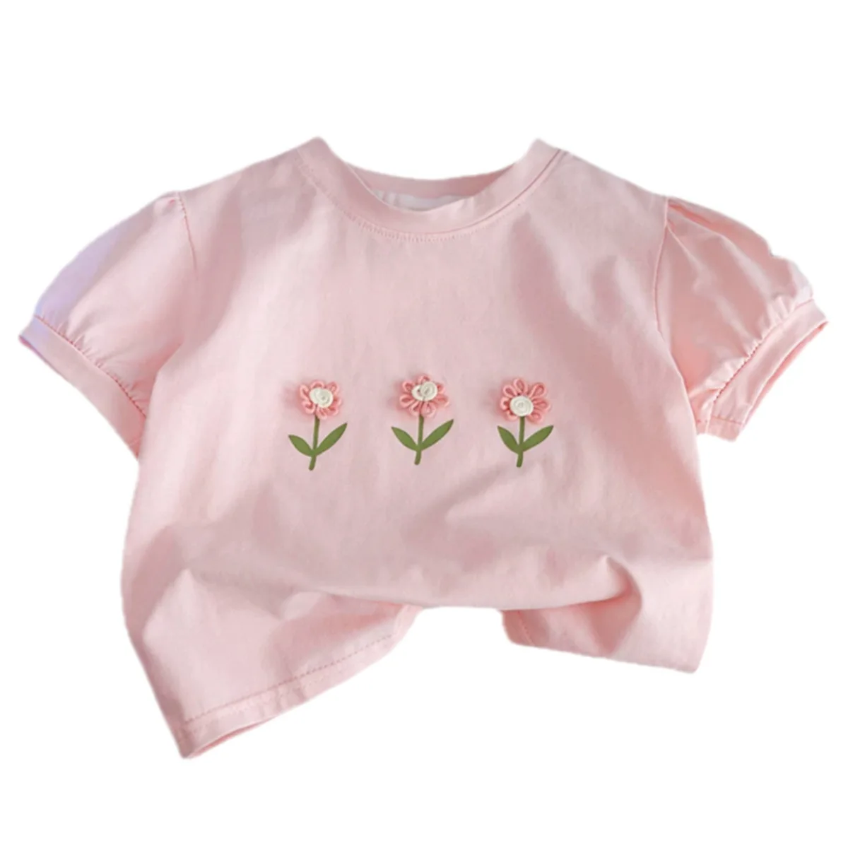 Solo Leveling Girls Short-sleeved Summer Cotton Cute Baby Girl Stylish Three-dimensional Flower Children's T-shirt Clothes - Image 2