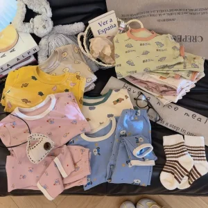 2pc Autumn Long-sleeve Top+ Pants Set for Boys Girls Korean-style Casual Cartoon Thick Velvet Homewear Pajamas Set for Children